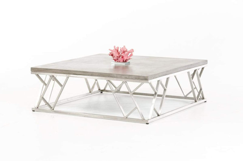 Tables Coffee Tables - 13" Concrete and Steel Coffee Table HomeRoots