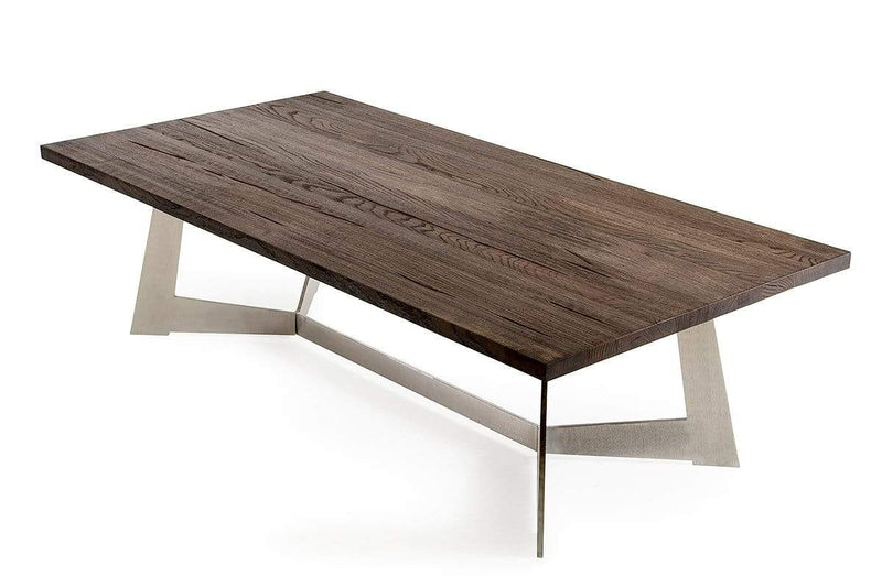 Tables Coffee Tables - 16" Dark Aged Oak Wood, Veneer, and Steel Coffee Table HomeRoots