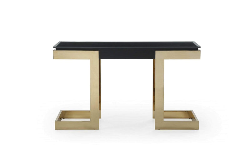 Tables Console Table - 52" X 18" X 43" Black Polished Gold Stainless Console HomeRoots