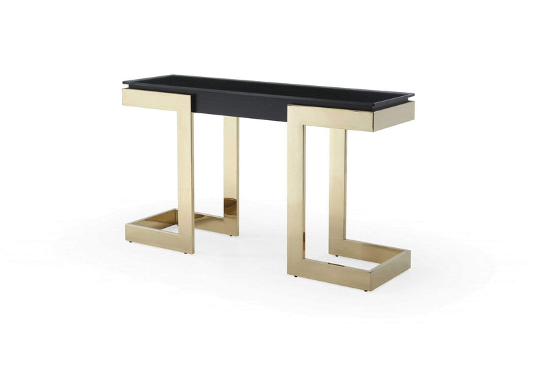 Tables Console Table - 52" X 18" X 43" Black Polished Gold Stainless Console HomeRoots