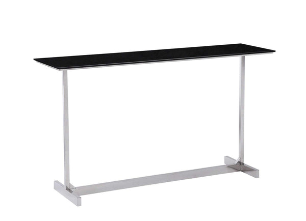 Tables Console Table - 55" X 16" X 32" Black Glass/Stainless Steel Console HomeRoots