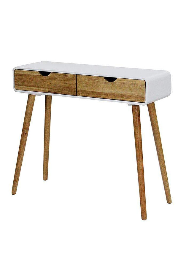 Tables Console Table with Drawers - 35'.5" X 12" X 31'.5" White MDF, Wood Console Table with Drawers HomeRoots