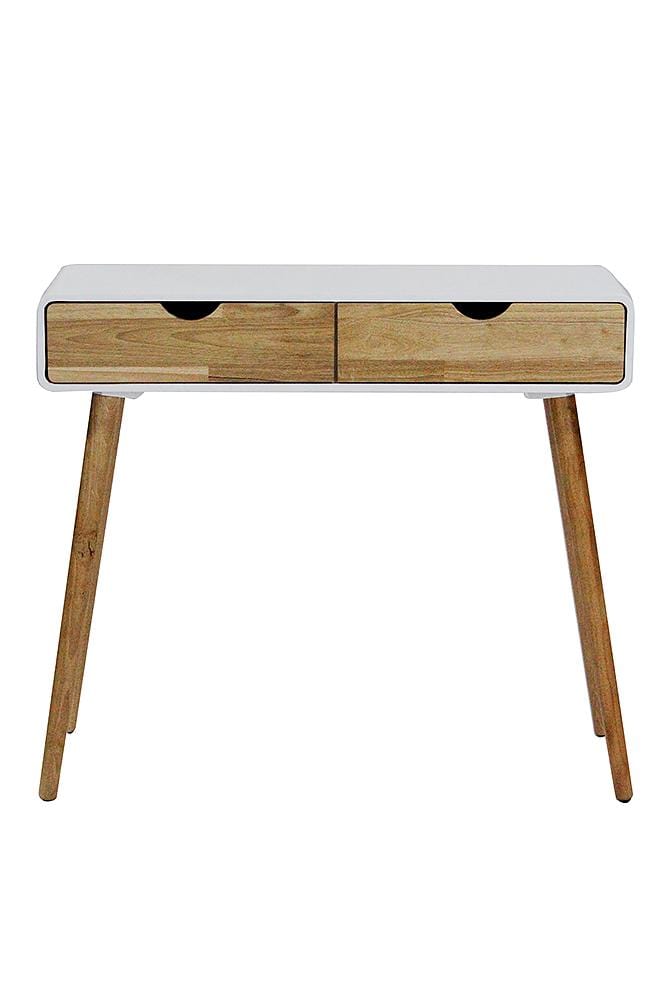 Tables Console Table with Drawers - 35'.5" X 12" X 31'.5" White MDF, Wood Console Table with Drawers HomeRoots