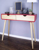 Tables Console Table with Drawers - 38'.5" X 9" X 17" Red MDF, Wood Console Table with Drawers HomeRoots