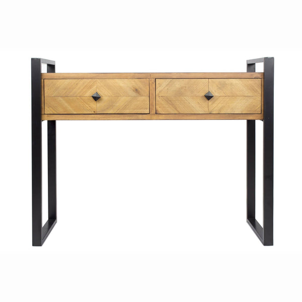 Tables Console Table with Drawers - 39'.75" X 14'.75" X 31'.5" Brown Metal, Wood, MDF Console Table with Drawers HomeRoots