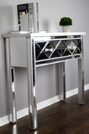 Tables Console Table with Drawers - 41" X 18" X 22" Silver MDF, Wood, Mirrored Glass Console Table with Drawers HomeRoots