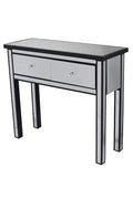 Tables Console Table with Drawers - 41" X 19" X 15" Black MDF, Wood, Mirrored Glass Console Table with Drawers HomeRoots