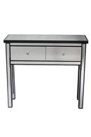 Tables Console Table with Drawers - 41" X 19" X 15" Black MDF, Wood, Mirrored Glass Console Table with Drawers HomeRoots