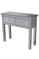 Tables Console Table with Drawers - 41" X 19" X 15" Silver MDF, Wood, Mirrored Glass Console Table with Drawers HomeRoots