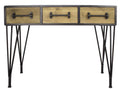 Tables Console Table with Drawers - 44" X 11" X 26" Charcoal And Natural Wood Iron, Wood, MDF Console Table with Drawers HomeRoots