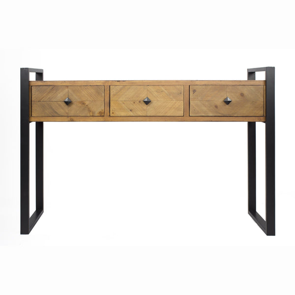 Tables Console Table with Drawers - 47'.5" X 14'.75" X 31'.5" Brown Metal, Wood, MDF Console Table with Drawers HomeRoots