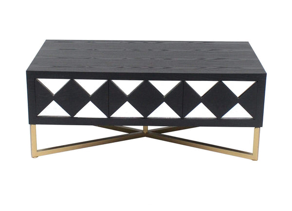 Tables Console Table with Storage - 24" x 46" x 19" Black & Gold, 3 Drawer, Mirrored - Console Table HomeRoots