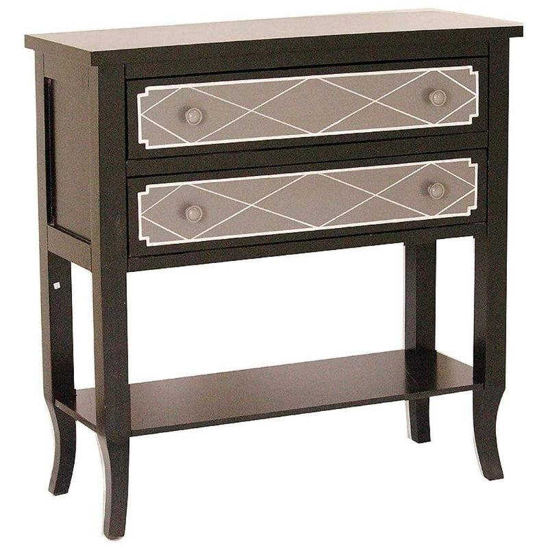 Tables Console Table with Storage - 32" X 13" X 33" Black W/ Gray MDF, Wood Console Table with a Shelf and Drawers HomeRoots