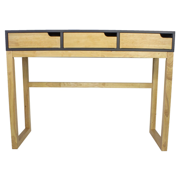 Tables Console Table with Storage - 43" X 16" X 32" Black & Natural Solid Wood Three Drawer Console Table HomeRoots