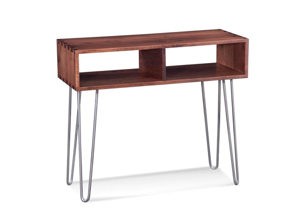Tables Console Tables - 16" X 36" X 36" Deep Maple And Steel Console Table HomeRoots