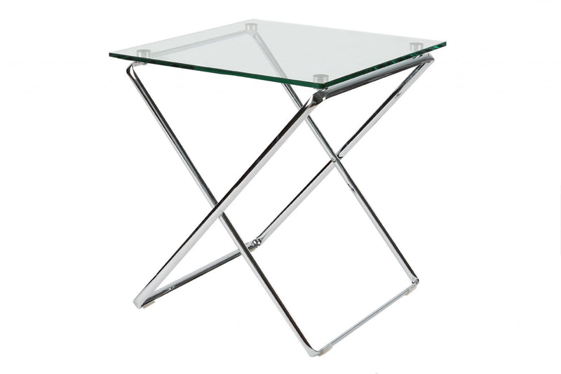 Tables Couch Side Table - 20" X 20" X 22" Clear Chrome Side Table HomeRoots