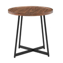 Tables Couch Side Table - 21.66" X 21.66" X 22.05" Round Side Table in American Walnut and Black HomeRoots