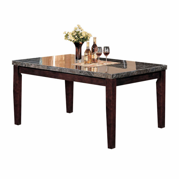 Tables Dining Room Table Sets - 38" X 64" X 31" Black Marble Walnut Wood Dining Table HomeRoots