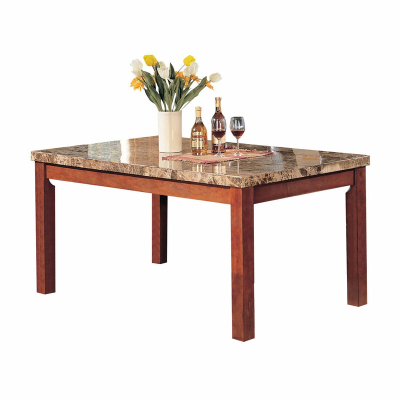 Tables Dining Room Table Sets - 38" X 64" X 31" Brown Marble & Cherry Wood Dining Table HomeRoots