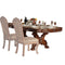 Tables Dining Room Table Sets - 46" X 108" X 31" Cherry Oak Wood Poly Resin Dining Table with Trestle Pedestal HomeRoots