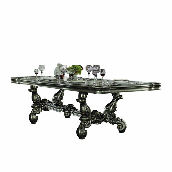 Tables Dining Room Table Sets - 46" X 136" X 32" Antique Platinum Wood Poly Resin Dining Table (136"L) HomeRoots