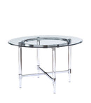 Tables Dining Room Table Sets - 48" X 48" X 30" Chrome Clear Glass Acrylic Metal Dining Table HomeRoots