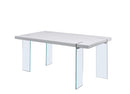 Tables Dining Room Table Sets - 66" x 38" x 30" White High Gloss & Clear Glass Dining Table HomeRoots