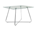 Tables Dining Room Tables - 30" Chrome Metal and Clear Tempered Glass Dining Table HomeRoots