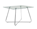 Tables Dining Room Tables - 31" Chrome Metal and Clear Tempered Glass Dining Table HomeRoots