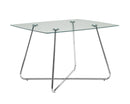 Tables Dining Room Tables - 31" Chrome Metal and Clear Tempered Glass Dining Table HomeRoots