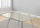 Tables Dining Room Tables - 31" Chrome Metal and Clear Tempered Glass Dining Table HomeRoots