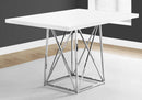 Tables Dining Room Tables - 36" x 48" x 31" White, Gloss Particle Board and Chrome, Metal - Dining Table HomeRoots