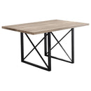 Tables Dining Room Tables - 36" x 60" x 30" Dark Taupe, Black, Hollow-Core, Particle Board, Metal - Dining Table HomeRoots