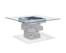 Tables Dining Room Tables - 59" X 59" X 30" Gray Glass Dining Table HomeRoots