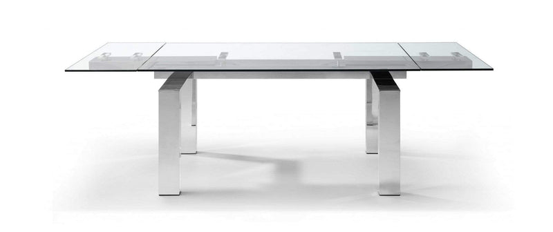 Tables Dining Room Tables - 63" X 35" X 30" Clear Glass/Aluminum Extendable Dining Table HomeRoots