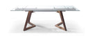 Tables Dining Room Tables - 63" X 35" X 30" Walnut Glass/Stainless Steel Extendable Dining Table HomeRoots