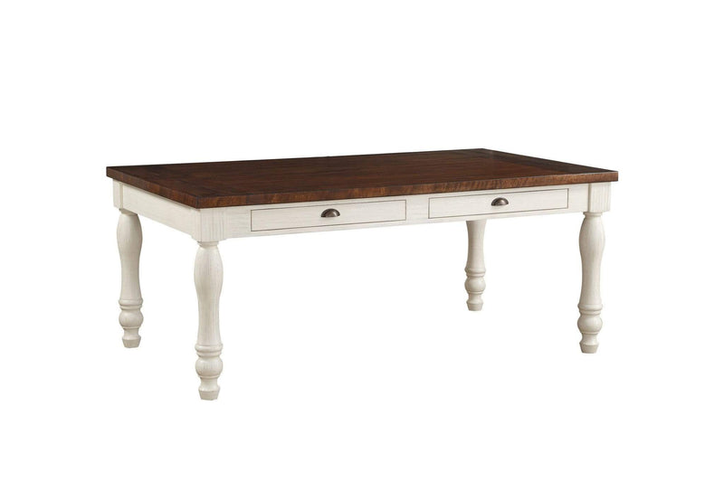 Tables Dining Room Tables - 72" X 42" X 30" Walnut And White Washed Solid Wood Dining Table HomeRoots