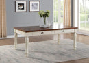 Tables Dining Room Tables - 72" X 42" X 30" Walnut And White Washed Solid Wood Dining Table HomeRoots