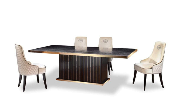 Tables Dining Table Set - 30" Black Crocodile and Rose gold Dining Table HomeRoots