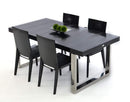 Tables Dining Table Set - 30" Black Crocodile Lacquer MDF Dining Table with Stainless Steel Legs HomeRoots