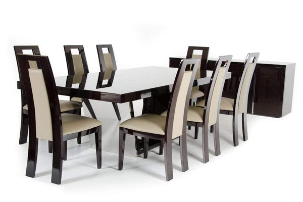 Tables Dining Table Set - 30" Ebony High Gloss MDF and Steel Dining Table HomeRoots