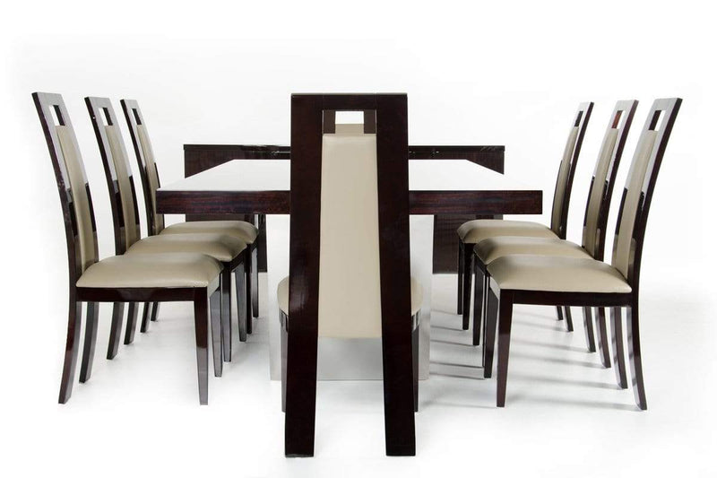 Tables Dining Table Set - 30" Ebony High Gloss MDF and Steel Dining Table HomeRoots