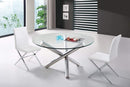 Tables Dining Table Set 30" Glass and Steel Round Dining Table 3736 HomeRoots