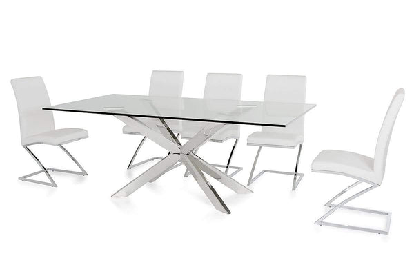 Tables Dining Table Set - 30" Stainless Steel and Clear Glass Dining Table HomeRoots