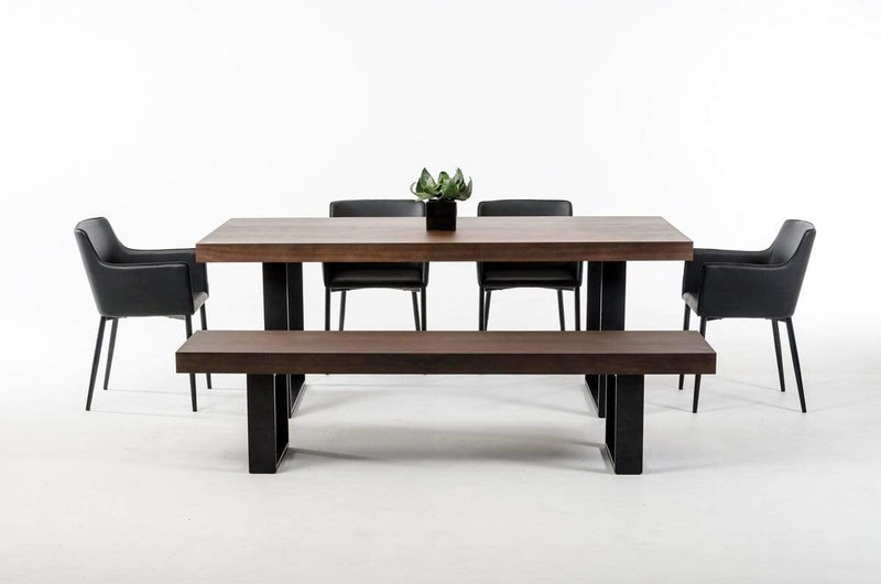 Tables Dining Table Set - 30" Walnut Veneer and Stainless Steel Dining Table HomeRoots