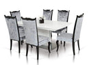 Tables Dining Table Set - 30" White Hardwood, MDF, and Metal Dining Table HomeRoots