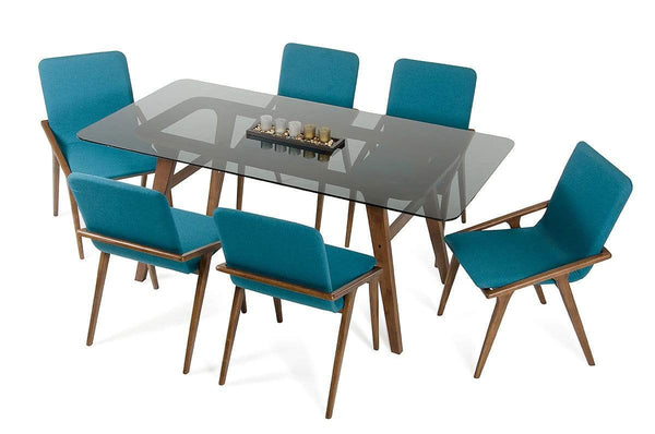 Tables Dining Table Set - 30" Wood and Smoked Glass Dining Table HomeRoots