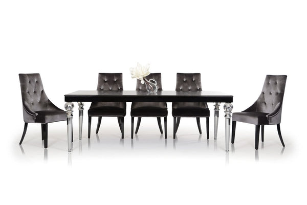 Tables Dining Table Set - 31" Black Crocodile Lacquer Dining Table HomeRoots