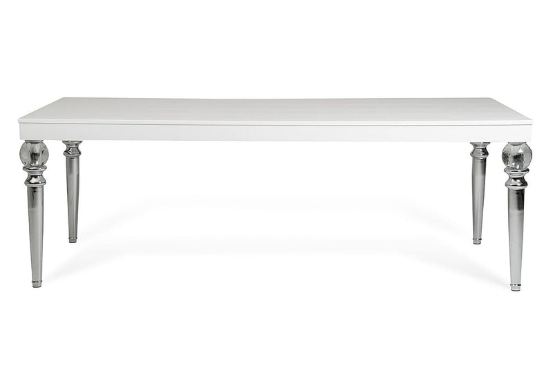 Tables Dining Table Set - 31" White Crocodile Dining Table with Crystal Clear Legs HomeRoots