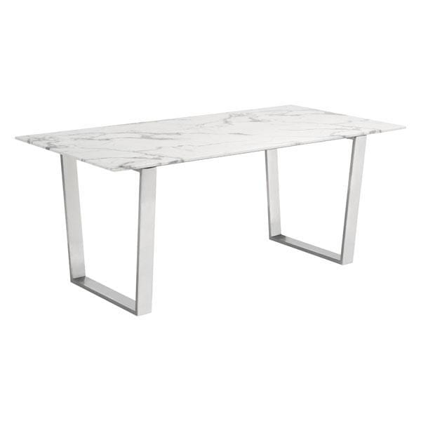 Tables Dining Table Set - 70.9" X 35.4" X 29.7" Stone And Brushed Ss Atlas Dining Table HomeRoots